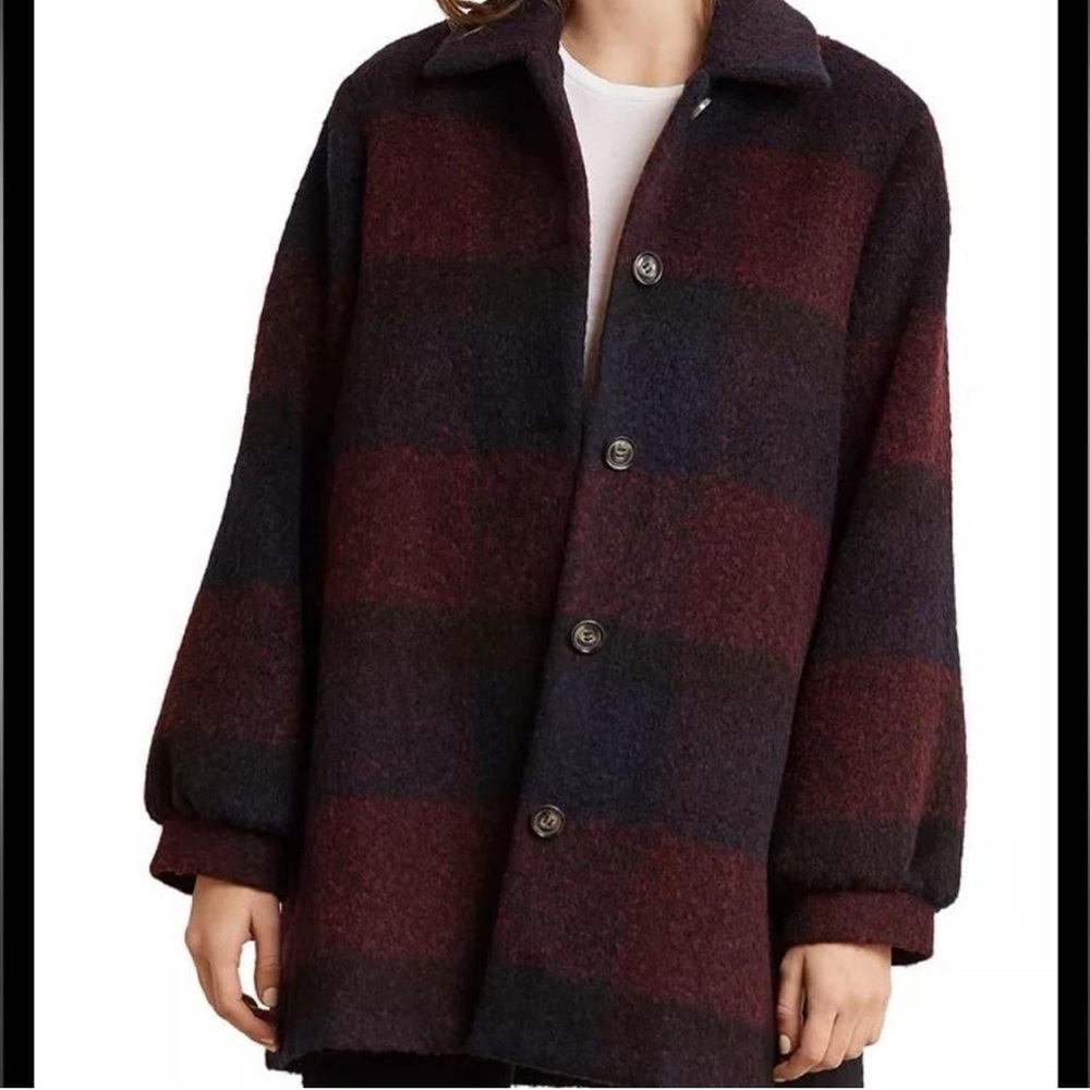 Barely worn, Velvet by Graham & Spencer plaid fleece coat, medium length
